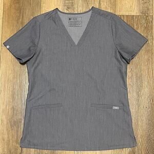 FIGS Casma Three-Pocket Scrub Top Womens Small Gray Short Sleeve Work Medical